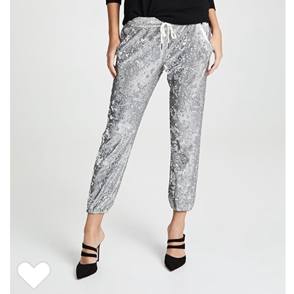 NWT David Lerner silver sequin lounge jogger size XS